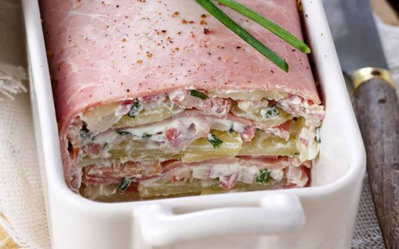 Terrine de jambon au chèvre et pomme de terre