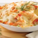 Gratin de fruits de mer, chou-fleur et saumon