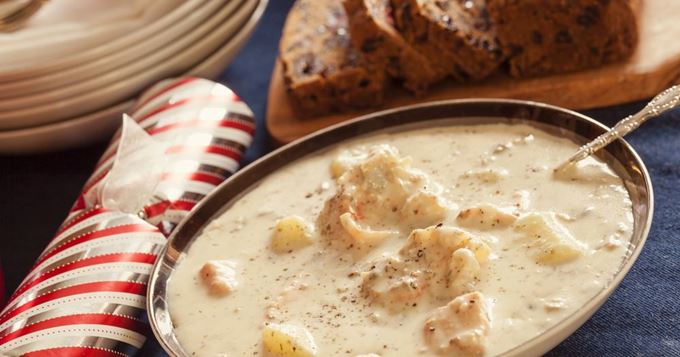Velouté de Saint-Jacques aux pommes et calvados