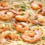 Spaghetti aux crevettes et beurre à l’ail