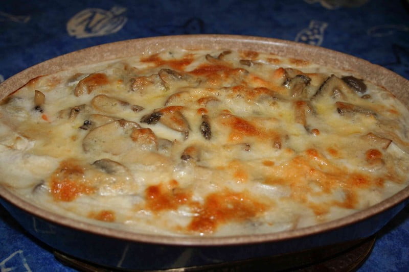 Gratin de fruits de mer aux champignons