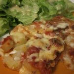 Gratin de pommes de terre au chorizo, tomate et béchamel