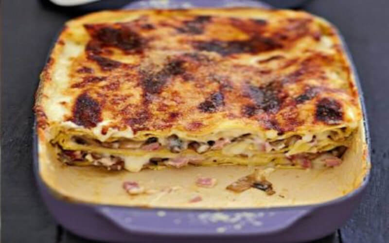 Lasagnes aux champignons sautés et jambon blanc