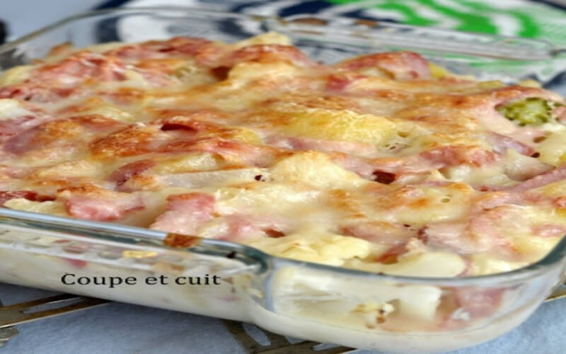 Gratin de chou fleur au brie et au jambon