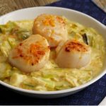 Saint-Jacques fondue de poireaux à l’orange