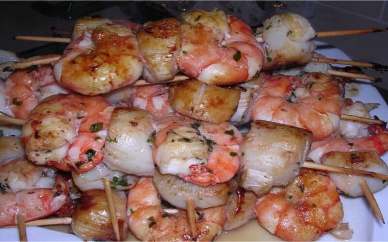 Brochettes de Saint Jacques et gambas