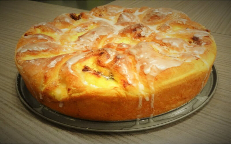 Gâteau Chinois à la crème pâtissière et pépites de chocolat