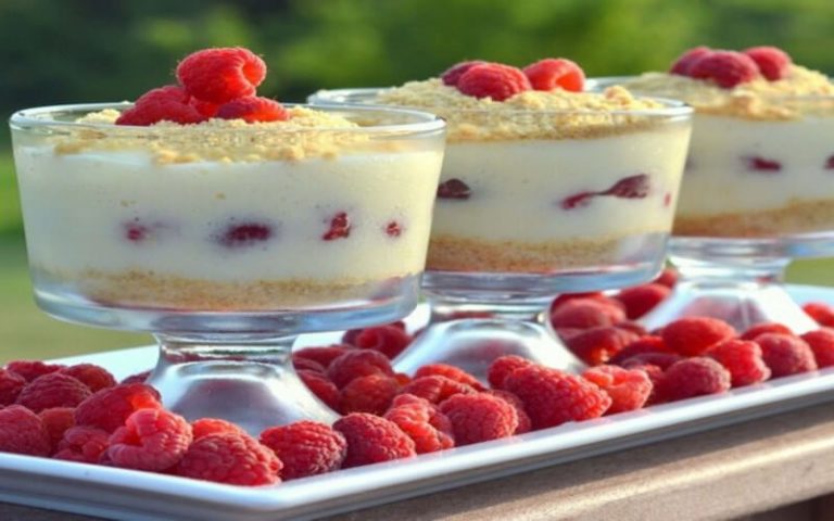 Verrines aux framboises et crème pâtissière