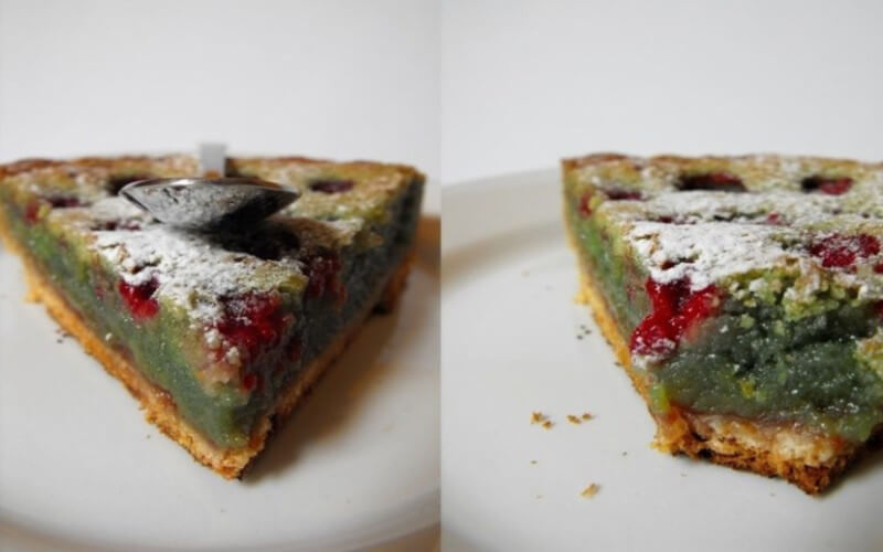 Tarte aux pistaches et framboises façon amandine