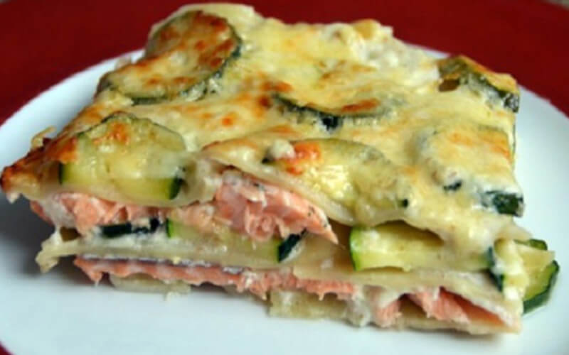 Lasagnes aux courgettes et au saumon