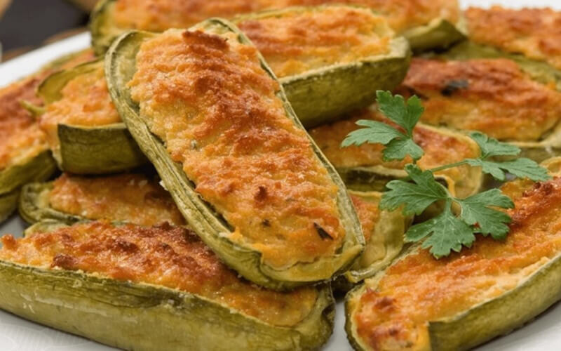 Courgettes farcies au reblochon gratinées au four