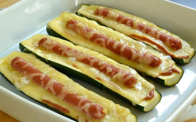 Courgettes farcies façon hot-dog