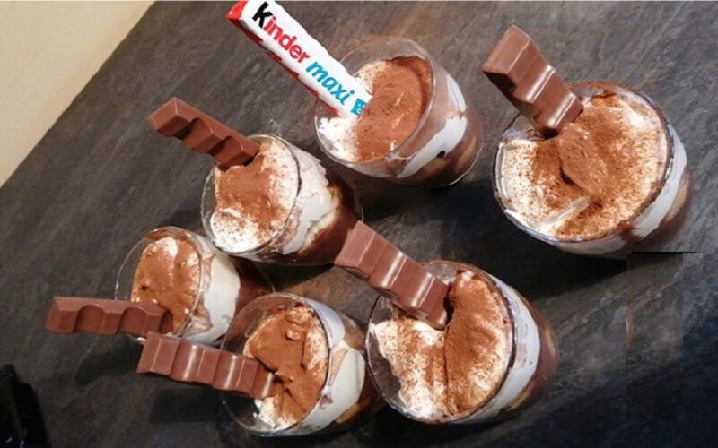 Mousse de mascarpone au kinder maxi en verrines