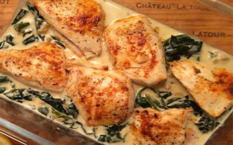 Poulet aux épinards à la crème de citron