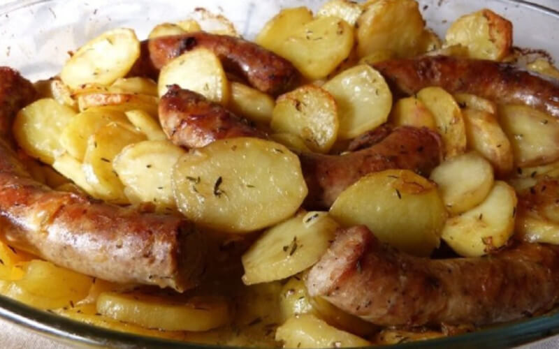 Saucisse de Toulouse confite et pommes de terre