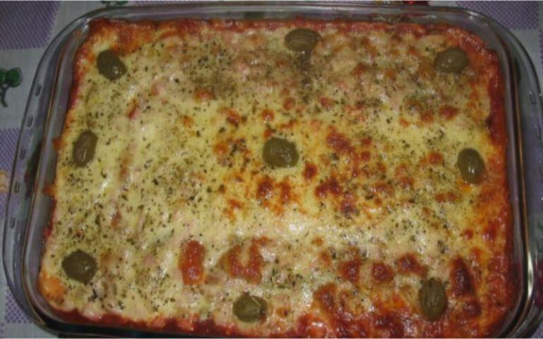 Gratin au jambon, au fromage et aux olives