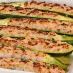 Courgettes farcies au saumon et parmesan râpé