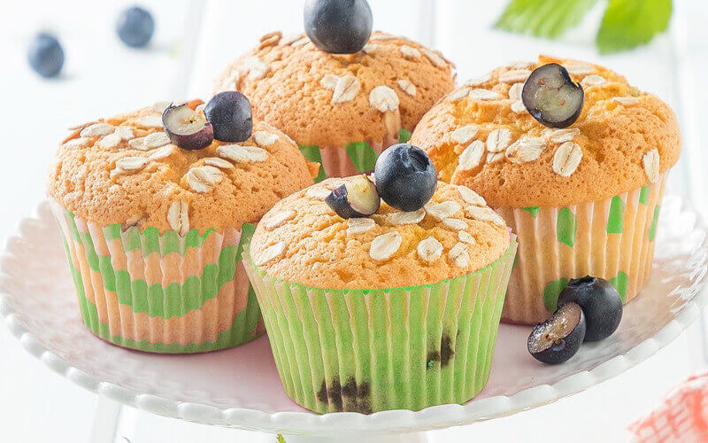 Muffins aux myrtilles et flocons d'avoine sans beurre