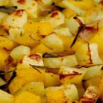 Pommes de terre, potiron et d'oignon à la citrouille au four