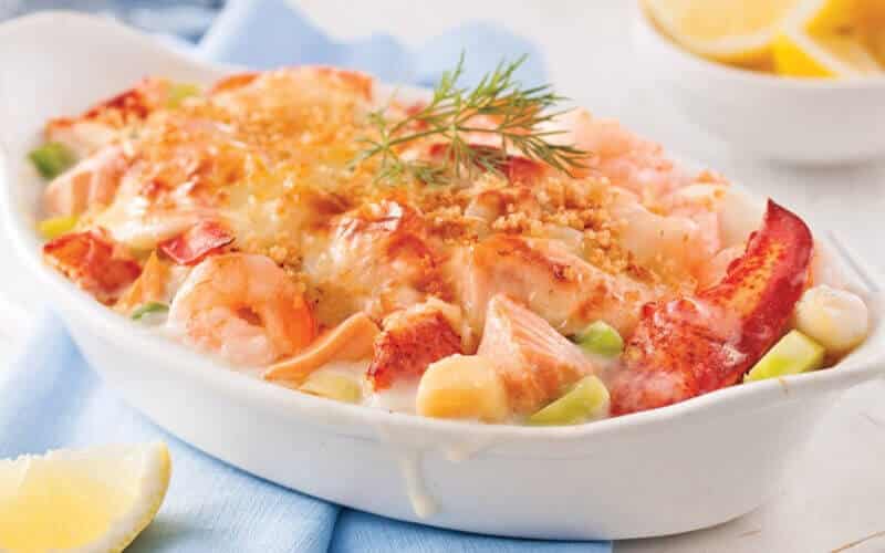 Gratin de fruits de mer aux poisson blanc scampis et crevettes