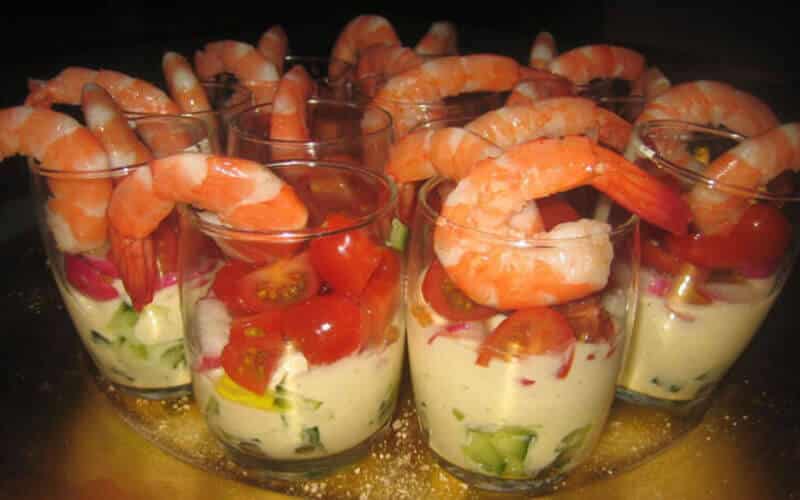 Verrines de crevettes au fromage blanc