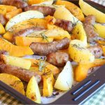 Pommes de terre et citrouille à la saucisse