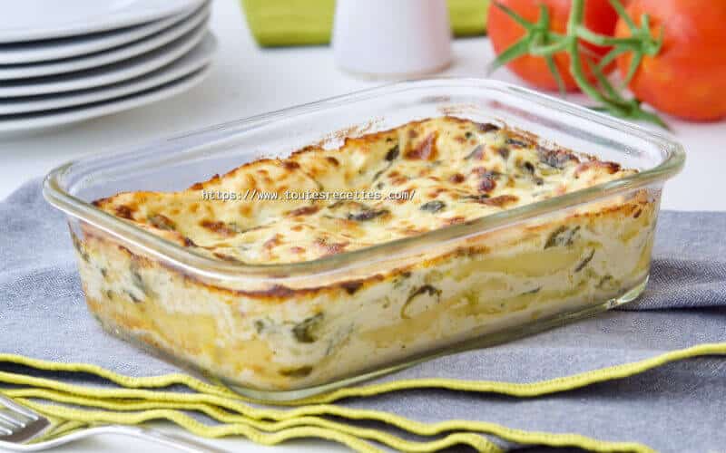 lasagnes au poulet, épinards et fromage