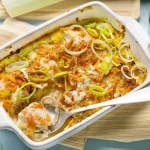 Gratin aux cabillaud, carottes et poireaux